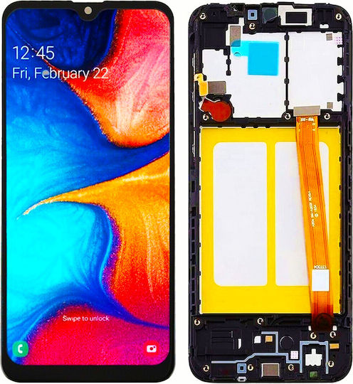 Екран със Сензорен Механизъм и Рамка за Samsung Galaxy A20e (Черен)