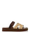 Leather Women's Flat Sandals in Brown Color