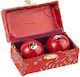 Zen Meditation Hand Balls Yin Yang Red 2 Pieces Steel 4cm Therapy Balls