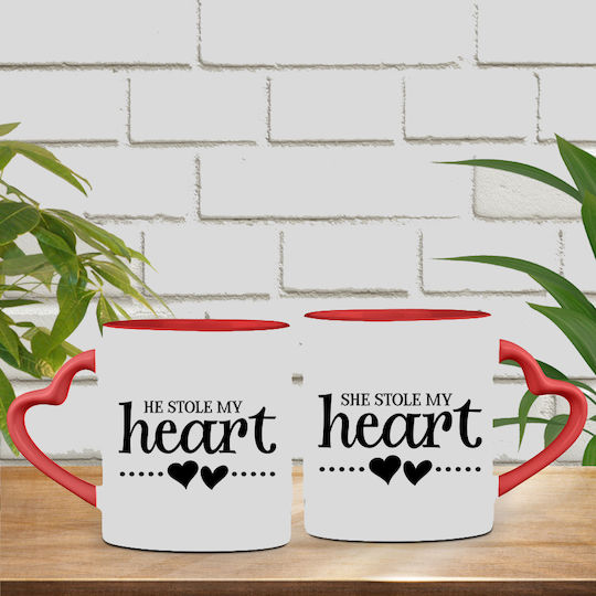 Комплект Керамични Чаши Сърце "He Stole My Heart"