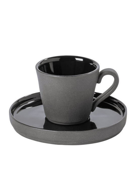 Lagoa Eco Gres Μαυρο Φλυτζανι & Πιατακι Καφε 0.09ltr Stoneware Costa Nova