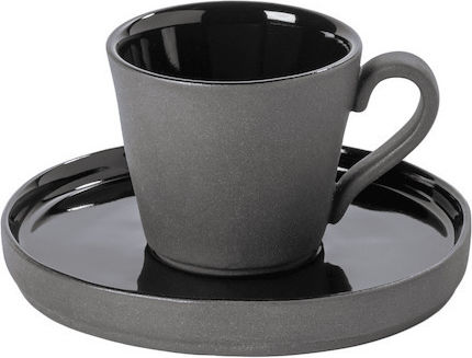 Lagoa Eco Gres Black Coffee Cup and Saucer 0.09ltr Stoneware Costa Nova