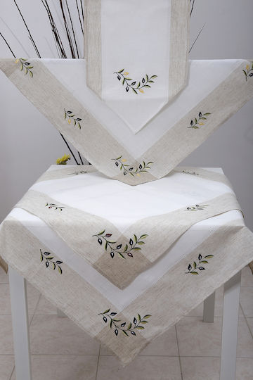 Linen Placemats No.2634 Olive Yellow 35x45cm Polyester 90% Cotton 10%