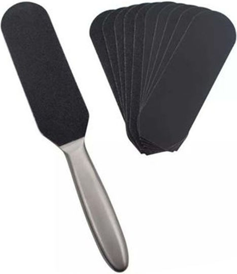 Foot File 25cm Stainless Steel 10 Pieces Replacement Sandpapers