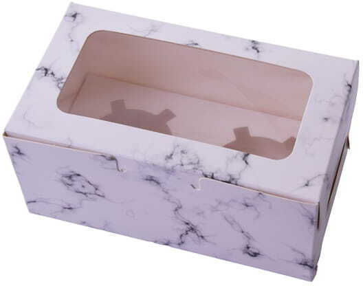 Cake Land Box of 2 Muffins 16x9x7.5cm Window Insert 10 Pieces
