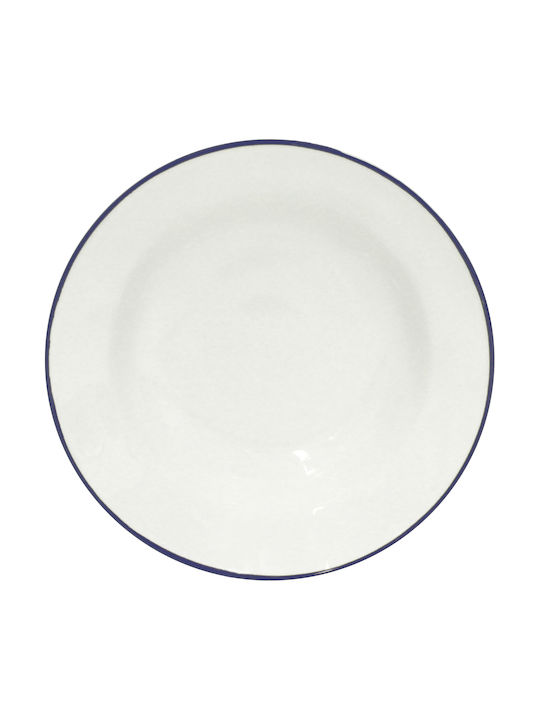 Beja Πιατο Βαθυ 21cm Λευκο Μπλε Ριμ Stoneware C...