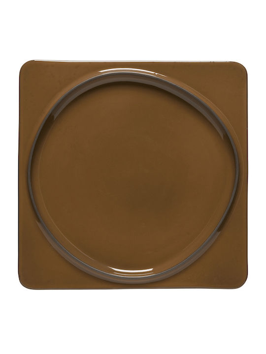 Ambar Dark Caramel Τετραγωνη Πιατελα Δισκος 27εκ Stoneware Eco Gres Costa Nova