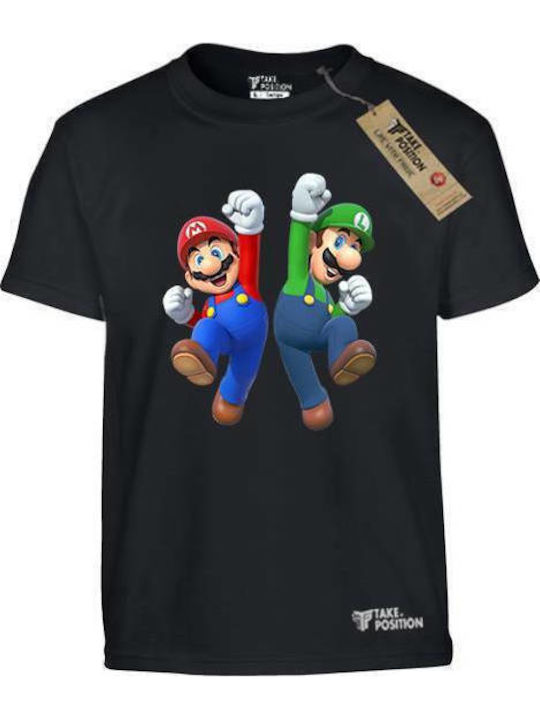 Kids T-Shirts Cartoon Prints Cotton Takeposition H-cool Super Mario Bros Black 806-1197