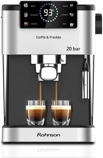 Rohnson Caffè & Freddo Automatic Espresso Machine 1350W 20bar Pressure Brown R-98028