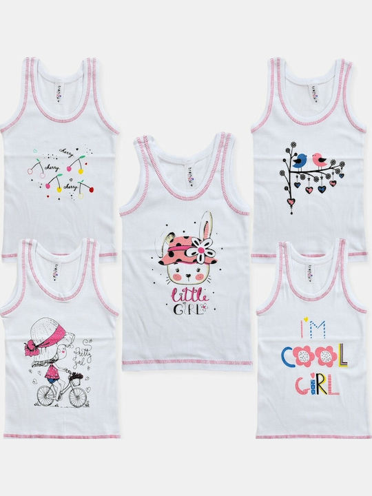 Φανελάκια Κορίτσι Τιράντα Trendy 5 Pack 2021 Λευκό