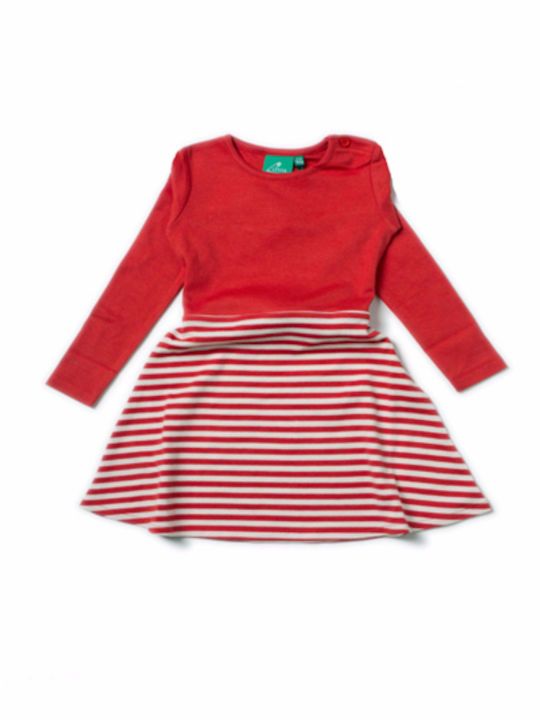 Little Green Radicals Kinderkleid Langärmelig Gestreift Red