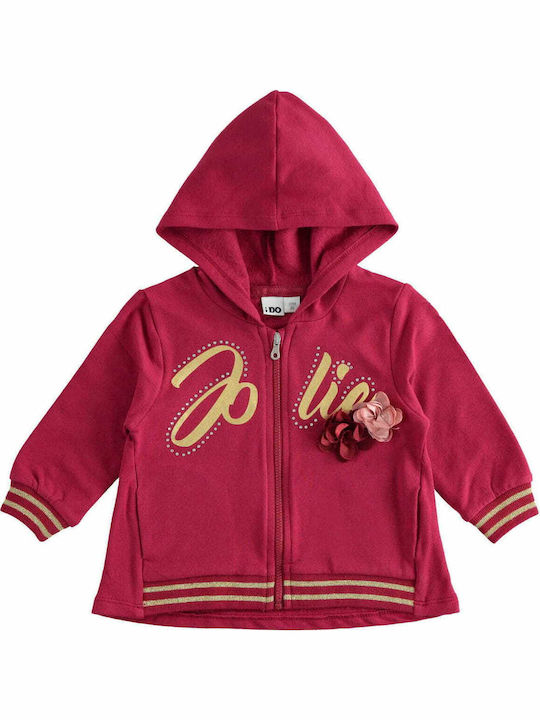 iDO Kids Sweatshirt Cardigan with Hood Claret.