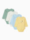 Zippy Set 4 Pieces Baby Long-Sleeved Bodysuits Ochre Ecru Blue Olive