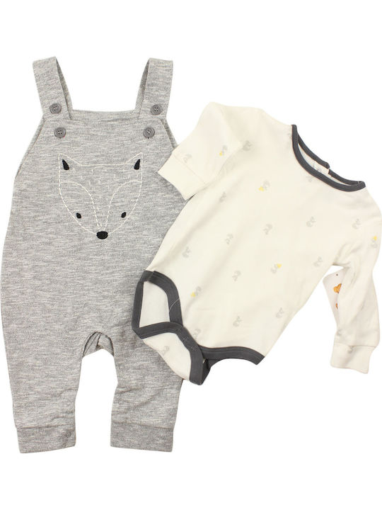 Baby Gear Set Body pentru Bebeluși Mânecă lungă cu Pantaloni Gri 2buc