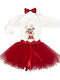 Bonjour Bebe Christmas Set with Skirt Tutu Bodysuit Bow Reindeer