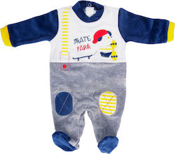 Bidibimbo Velvet Onesie Skate Park Gray 0m-18m Gray