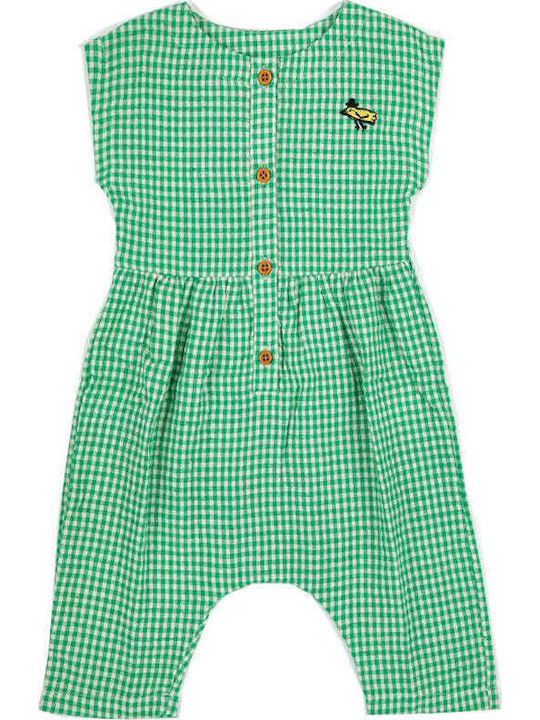 Βρεφικό Ολόσωμο Φορμάκι Πράσινο Καρό Βαμβάκι Λινό 3-6μ Bobo Choses