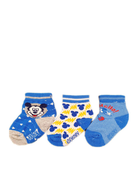 Ellepi Βρεφικό Σετ 3 Τεμ Καλτσάκια Disney Baby Mickey Mouse Μπλε Μπλε
