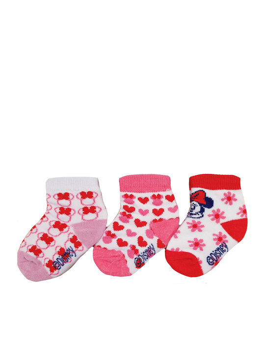 Ellepi Βρεφικό Σετ 3 Τεμ Καλτσάκια Disney Baby Minnie Mouse Ροζ Ροζ
