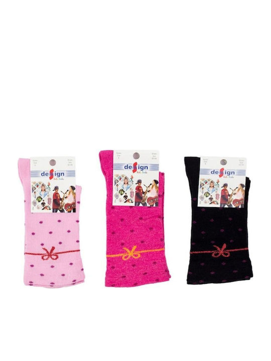 Kindersocken Mädchen Design Schleife I Baumwoll 3er-Pack Schwarz