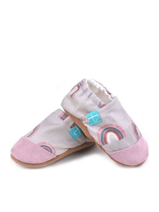Titot Baby Run Χειροποίητα Αντιολισθητικά Παπουτσάκια "grey Rainbow"