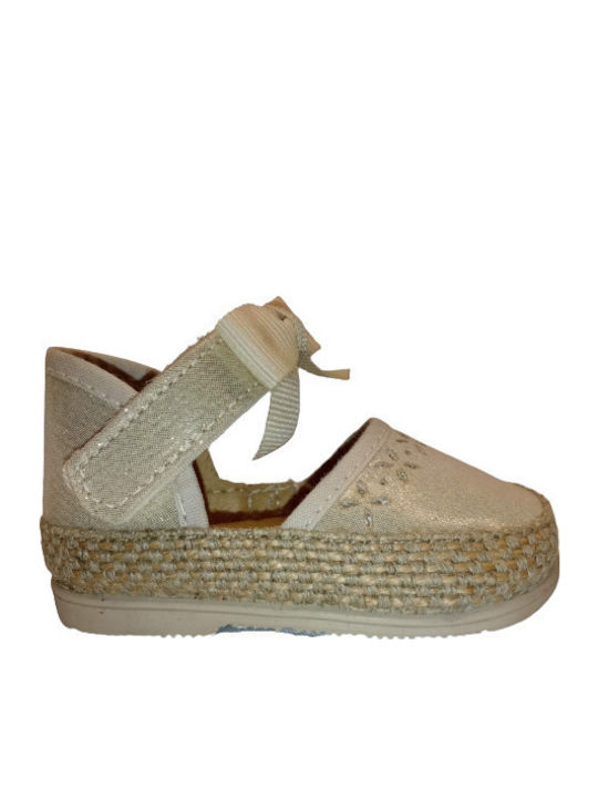 Vul.Ladi Kids Espradrilles with Hoop & Loop Closure Beige