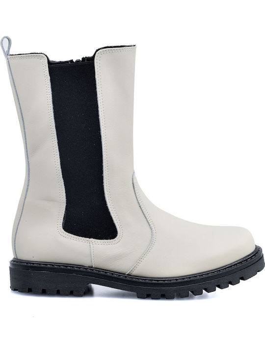 Ricco Mondo Kinderstiefel Mädchen Casual Extra Leicht/Weiche Anatomisch Off-White Leder Glattleder