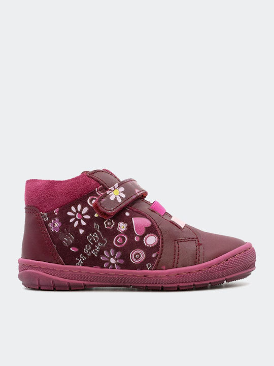 Anatomice Ghete Copii cu Velcro Burgundy 9504-BURGUNDY