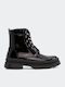 Anatomice Cizme Copii din Lac cu Șireturi Negre 22727-BLACK
