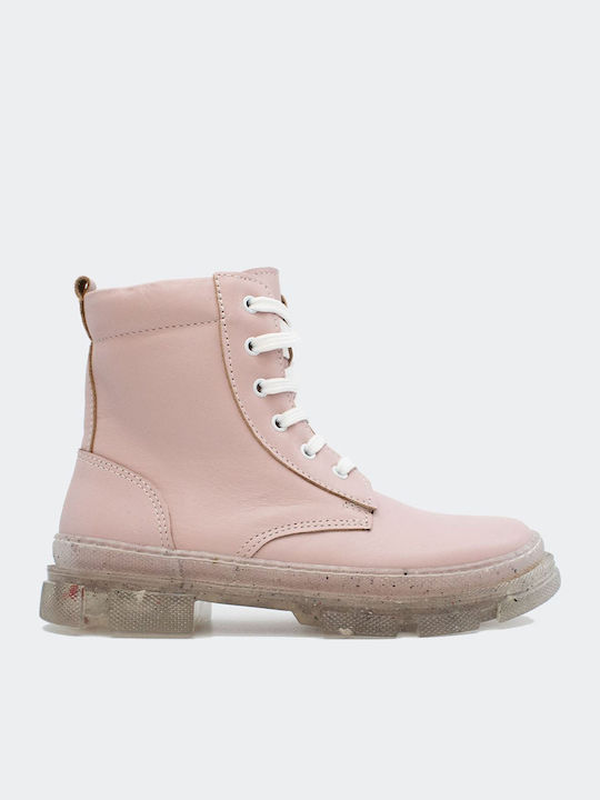 22728 Anatomical Leather Kids Boots with Laces Pink 22728-PINK