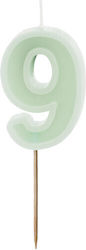 Birthday Candle Number 9 Green 6 Cm