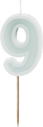 Birthday Candle Number 9 Light Mint 6 Cm