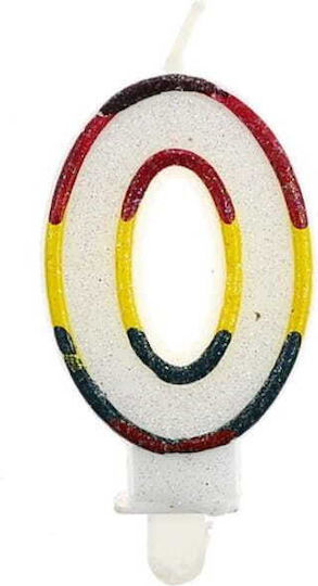 Birthday Candle Number "0" Rainbow Border