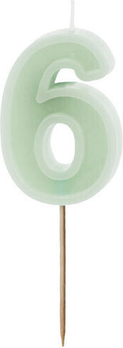 Birthday Candle Number 6 Green 6 Cm