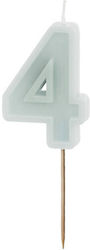 Birthday Candle Number 4 Light Mint 6 Cm