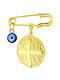Kinder Sicherheitsnadel Amulett aus Gold 9K mit Konstantinato