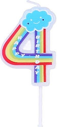 Birthday Candle Number "4" Rainbow