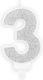 Number "3" Silver Glitter Candle