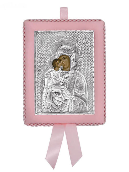 Silver Image Newborn Girl Virgin Mary of Akathist 14.5x11.5cm