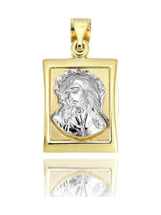 Kaloustian Constantine Coin Pendant Jesus Christ Double Sided Bicolor Gold 9K Pd11127