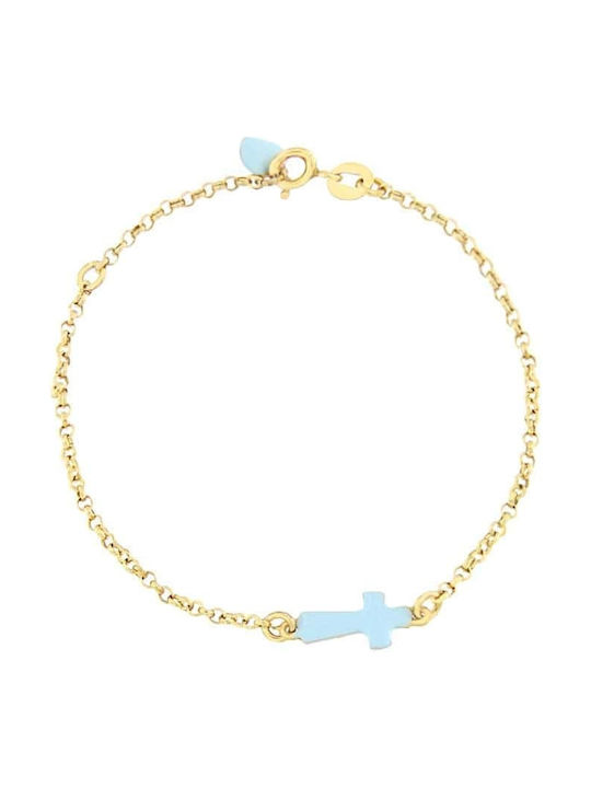 Prince Silvero Kids Bracelet Chain from Gold-plated Silver with Σταυρό