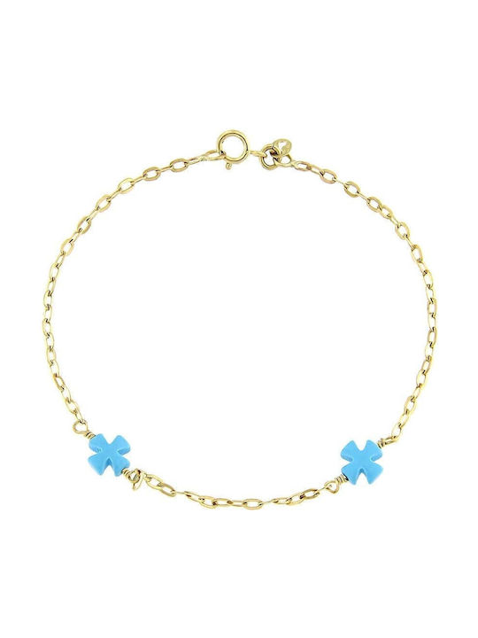 Eforo Kids Bracelet Chain K14 Crosses from Gold 14K with Σταυρό