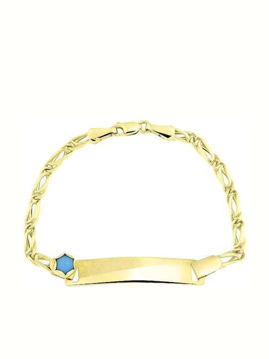Yellow Gold Kids Bracelet ID C14 Turquoise Ta11100130