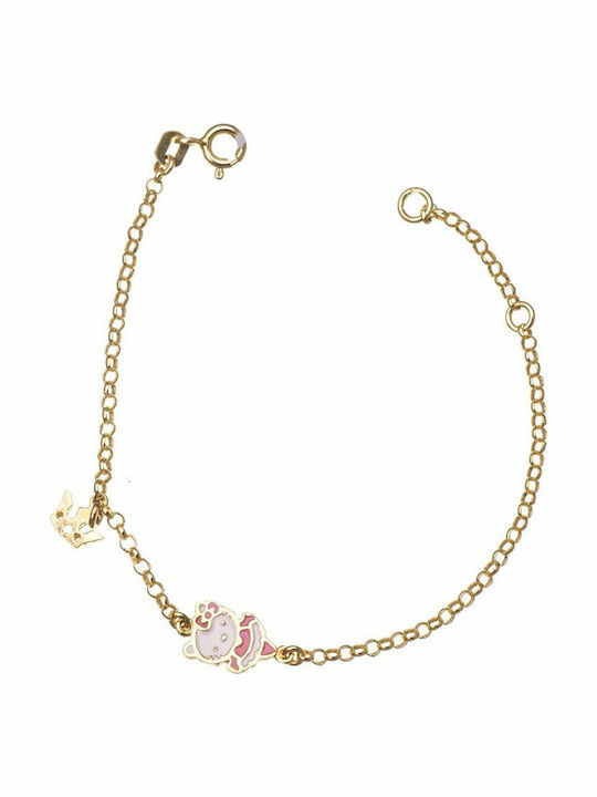 Paraxenies Kids Bracelet Chain from Gold-plated Silver with Crown