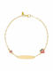 Kids Bracelet Silver 925 Gilded Strawberry Enamel & Evil Eye Tgs-21317y