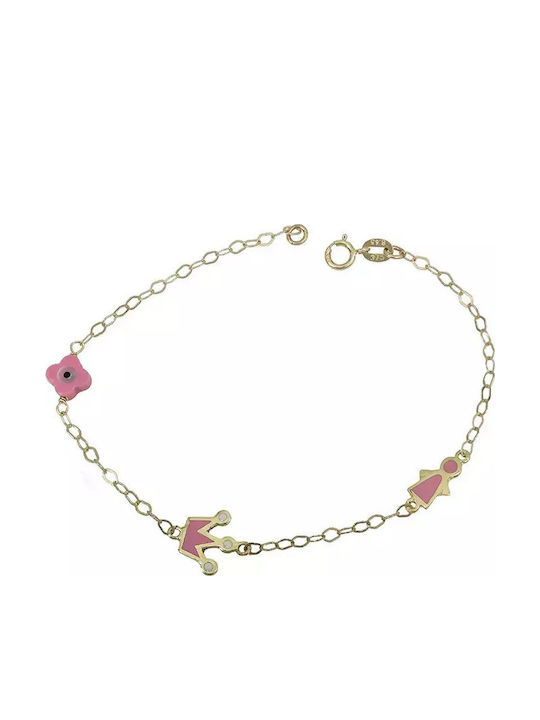 Kids Bracelet Chain Bracelet from Gold 9K with Evil Eye