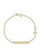 Atofio Kosmima Kids Bracelet ID from Gold 9K with Σταυρό