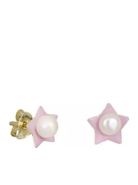 Kinderohrringe K9 Rosa Sterne Perle 029118 029118 Vergoldet 9 Karat