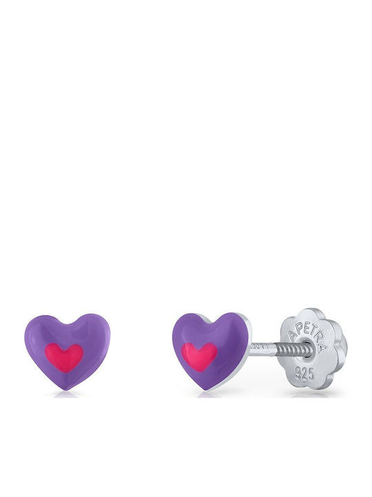 Lapetra Детски Обеци Studs Сърце от Сребро