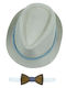 Kids' Hat and Bow Tie Set Light Blue Hat Walnut Bow Tie Bonjour Bebe 0011